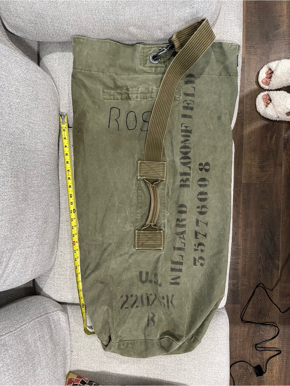 Military-Style Olive Green Canvas Duffel Bag
